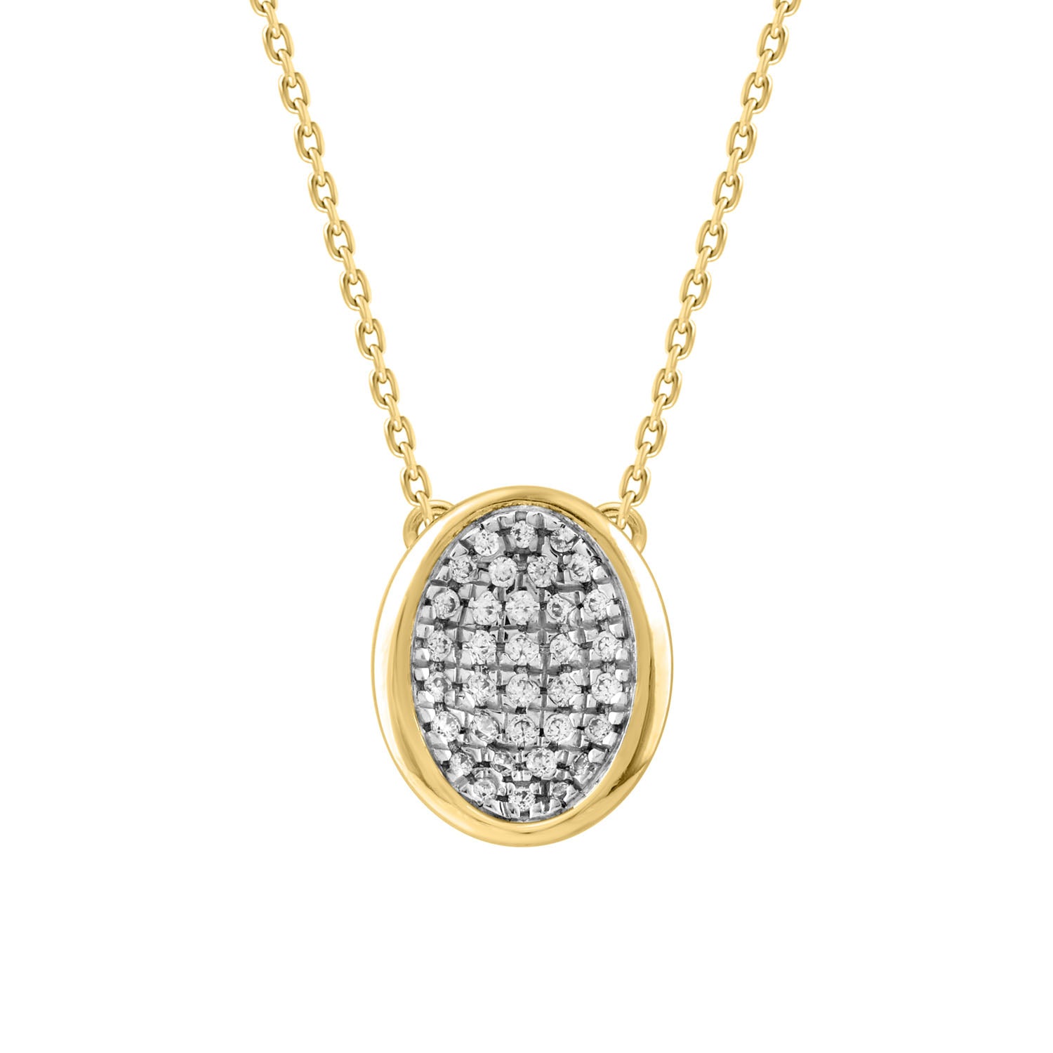 LADIES NECKLACE 0.13CT ROUND DIAMOND 14K YELLOW GOLD