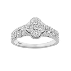 LADIES RING 0.33CT ROUND/BAGUETTE DIAMOND 14K WHITE GOLD