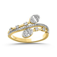 LADIES RING 0.25CT ROUND/BAGUETTE DIAMOND 14K YELLOW GOLD