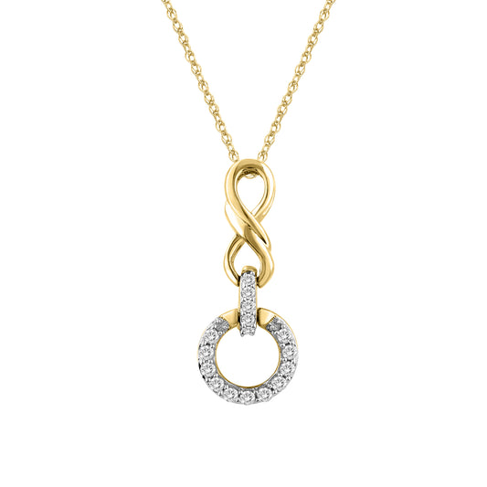 LADIES PENDANT WITH CHAIN 0.10CT ROUND DIAMOND 10K YELLOW GOLD