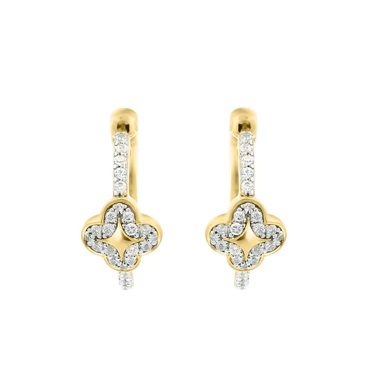 LADIES EARRINGS 0.20CT ROUND DIAMOND 10K YELLOW GOLD