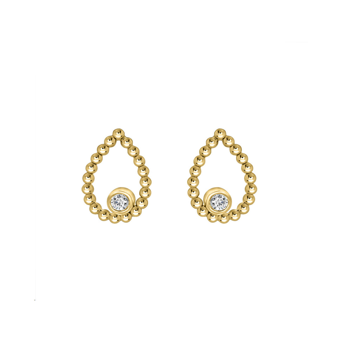 LADIES EARRINGS 0.10CT ROUND DIAMOND 10K YELLOW GOLD