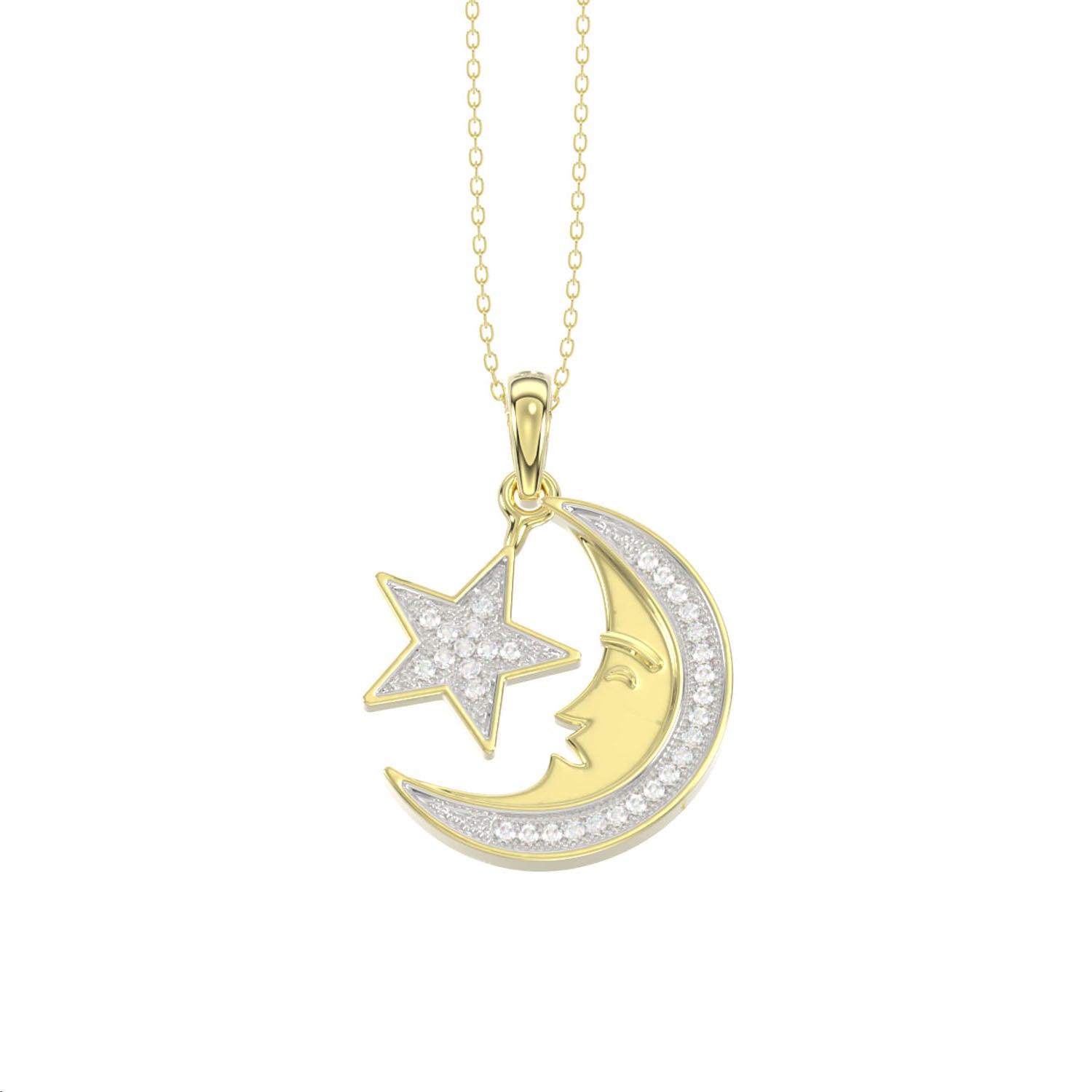 LADIES PENDANT WITH CHAIN 0.10CT ROUND DIAMOND 10K YELLOW GOLD