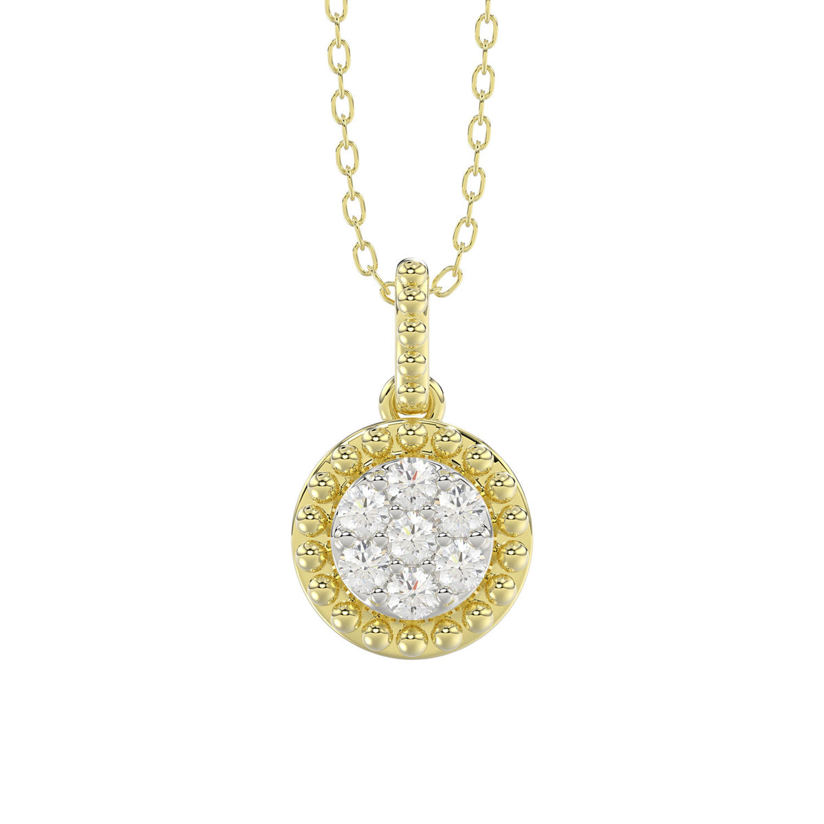 LADIES PENDANT WITH CHAIN 0.10CT ROUND DIAMOND 10K YELLOW GOLD