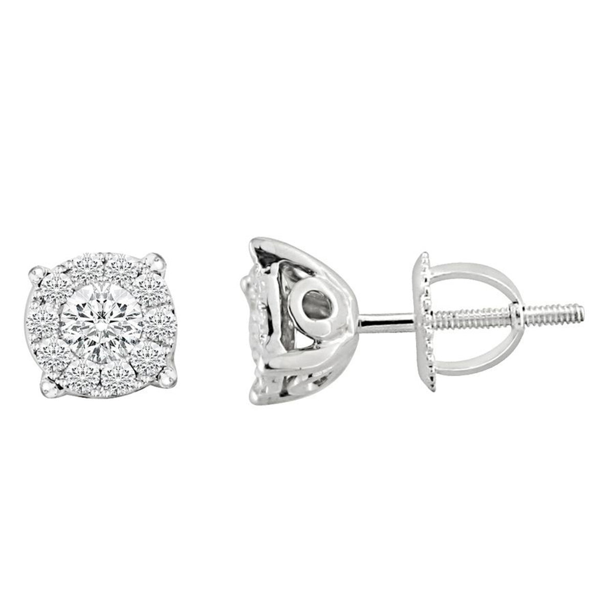 LADIES EARRINGS 0.25CT ROUND DIAMOND 14K WHITE GOLD (SI QUALITY)