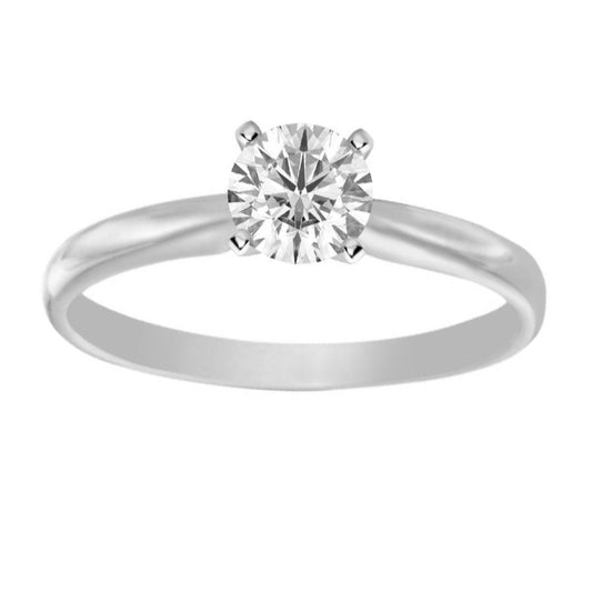 LADIES SOL RING 0.10CT ROUND DIAMOND 14K WHITE GOLD