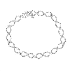 LADIES BRACELET 0.05CT ROUND DIAMOND STERLING SILVER WHITE