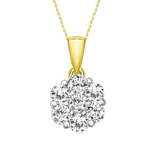 LADIES PENDANT WITH CHAIN 0.75CT ROUND DIAMOND 14K YELLOW GOLD (SI QUALITY)