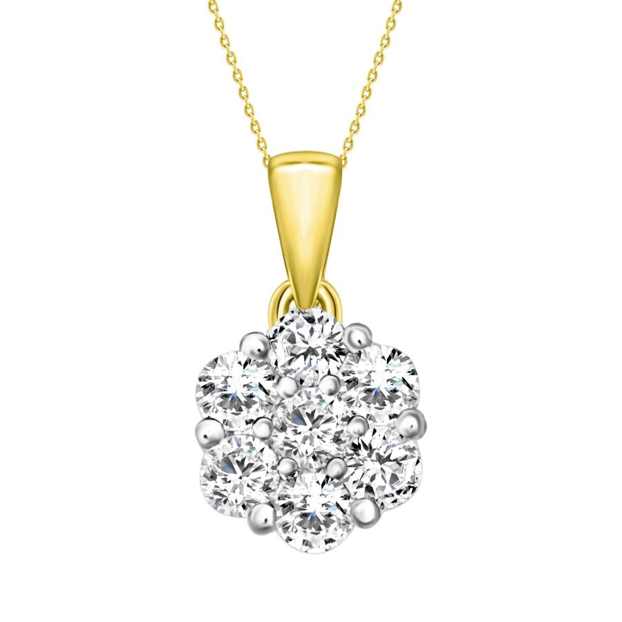 LADIES  PENDANT WITH CHAIN 1.00CT ROUND DIAMOND 14K YELLOW GOLD