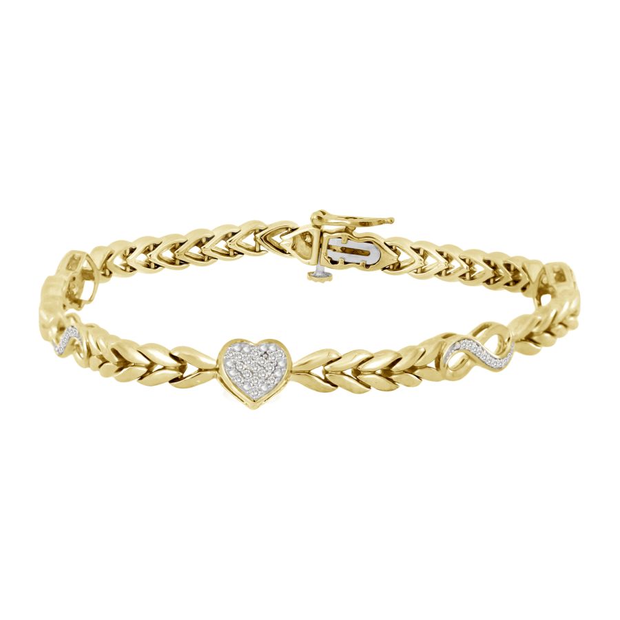 LADIES BRACELET 0.20CT ROUND DIAMOND YELLOW GOLD/STERLING SILVER