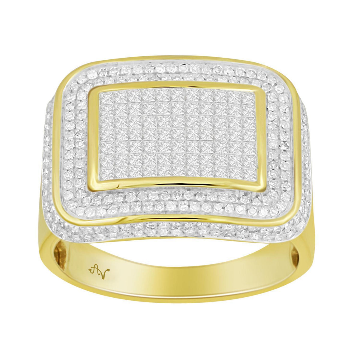 MEN'S RING 1.40CT ROUND DIAMOND 10K YELLOW GOLD