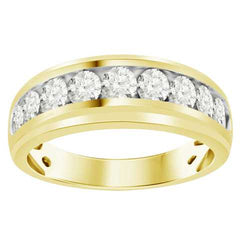 MEN'S BAND 1.50CT ROUND DIAMOND 10K YELLOW GOLD