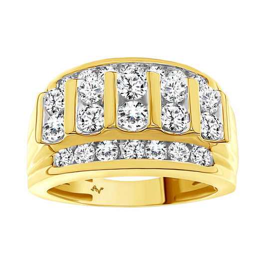 MEN'S BAND 3.00CT ROUND DIAMOND 10K YELLOW GOLD