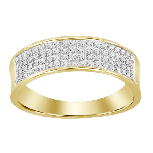 MEN'S BAND 0.25CT ROUND DIAMOND 10K YELLOW GOLD