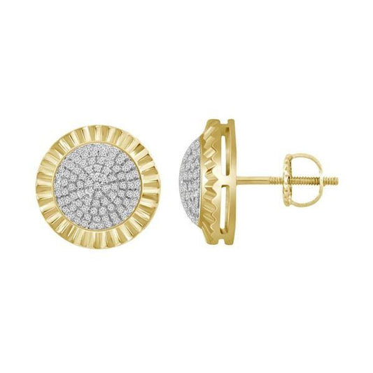 LADIES STUD EARRINGS 0.50CT ROUND DIAMOND 10K YELLOW GOLD