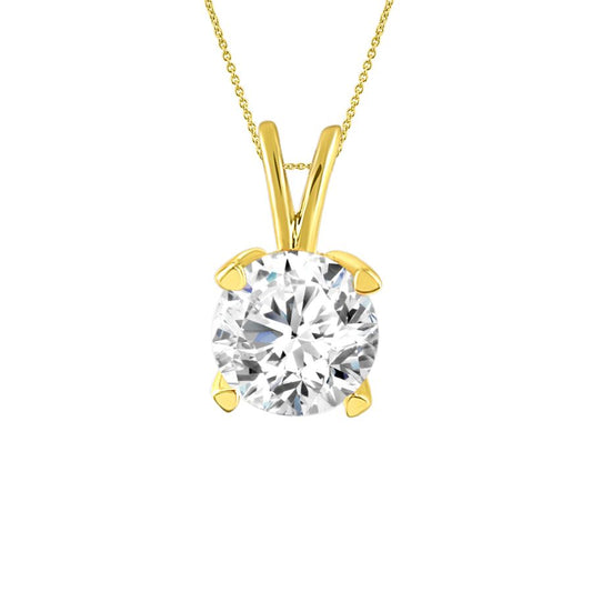 SOLITAIRE LADIES PENDANT 0.33CT ROUND DIAMOND 14K YELLOW GOLD