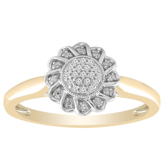 LADIES RING 1/10 CT ROUND DIAMOND 10K YELLOW GOLD