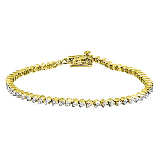 LADIES BRACELET 1 CT ROUND DIAMOND 10K YELLOW GOLD