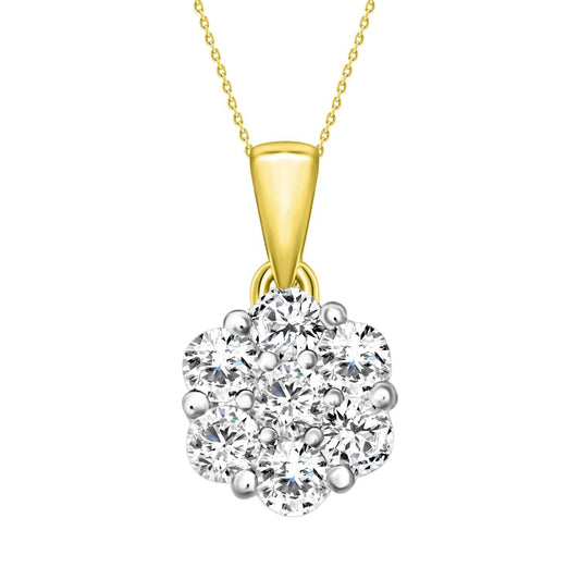 LADIES PENDANT 1 CT ROUND DIAMOND 14K YELLOW GOLD