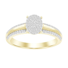 LADIES RING 0.20CT ROUND DIAMOND YELLOW GOLD/STERLING SILVER