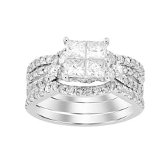 LADIES BRIDAL SET ROUND/PRINCESS DIAMOND 1.50CT ROUND/PRINCESS DIAMOND 14K WHITE GOLD