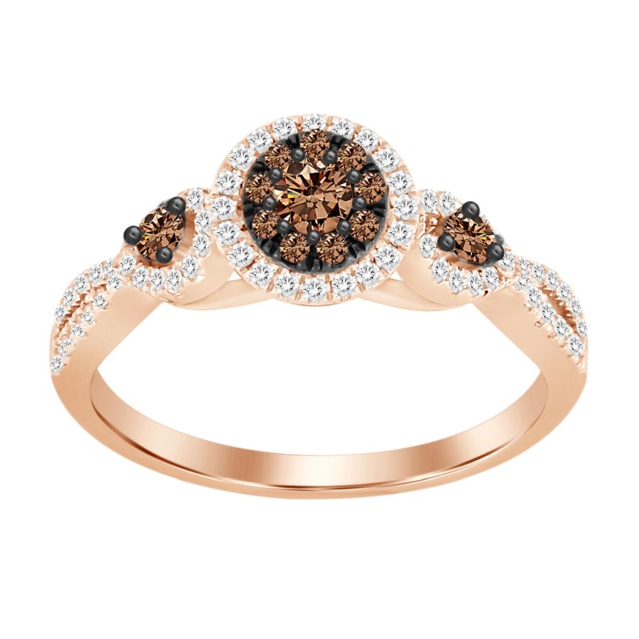 LADIES RING ROUND/CHOCOLATE DIAMOND 0.40CT 14K ROSE GOLD (SI QUALITY)    