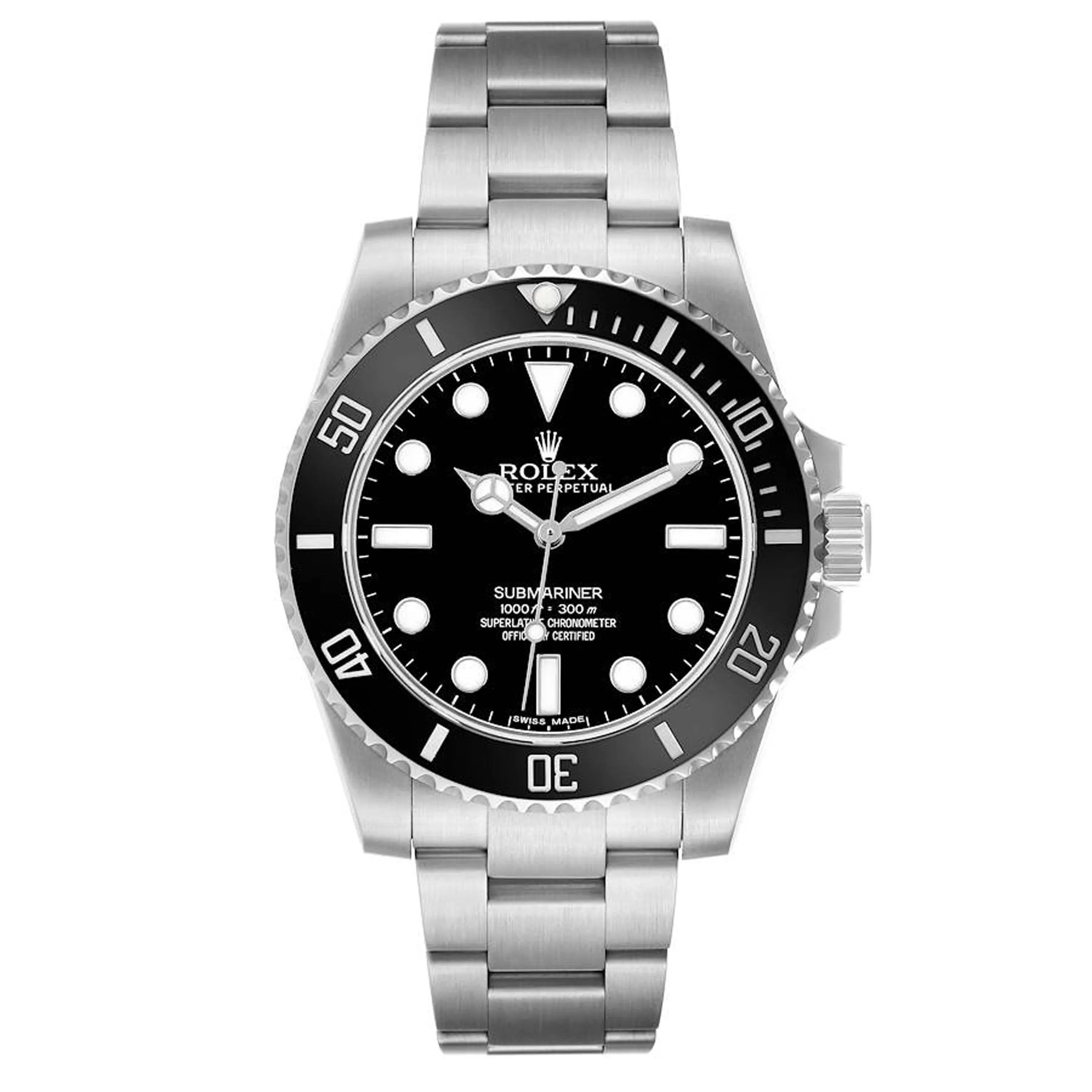 Rolex Submariner No-Date 40 MM Black Dial on Oyster Ref 114060 with New Style Card White 2019