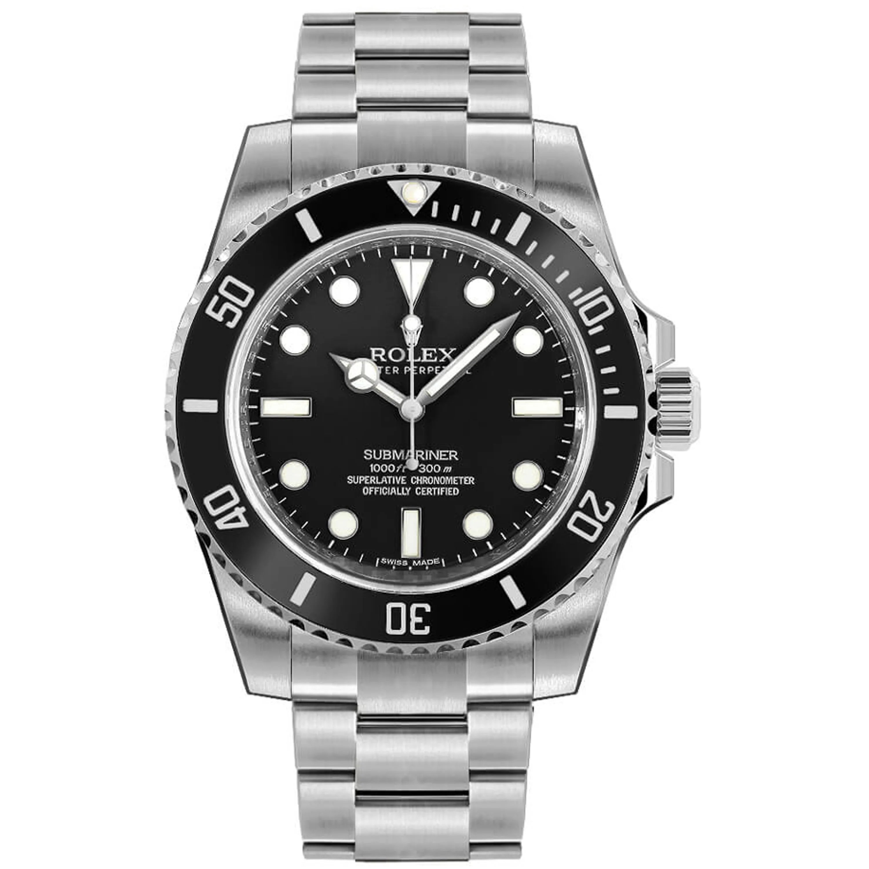 Rolex Submariner No Date Black Dial on Oyster Ref 114060 with New Style Card White 2019