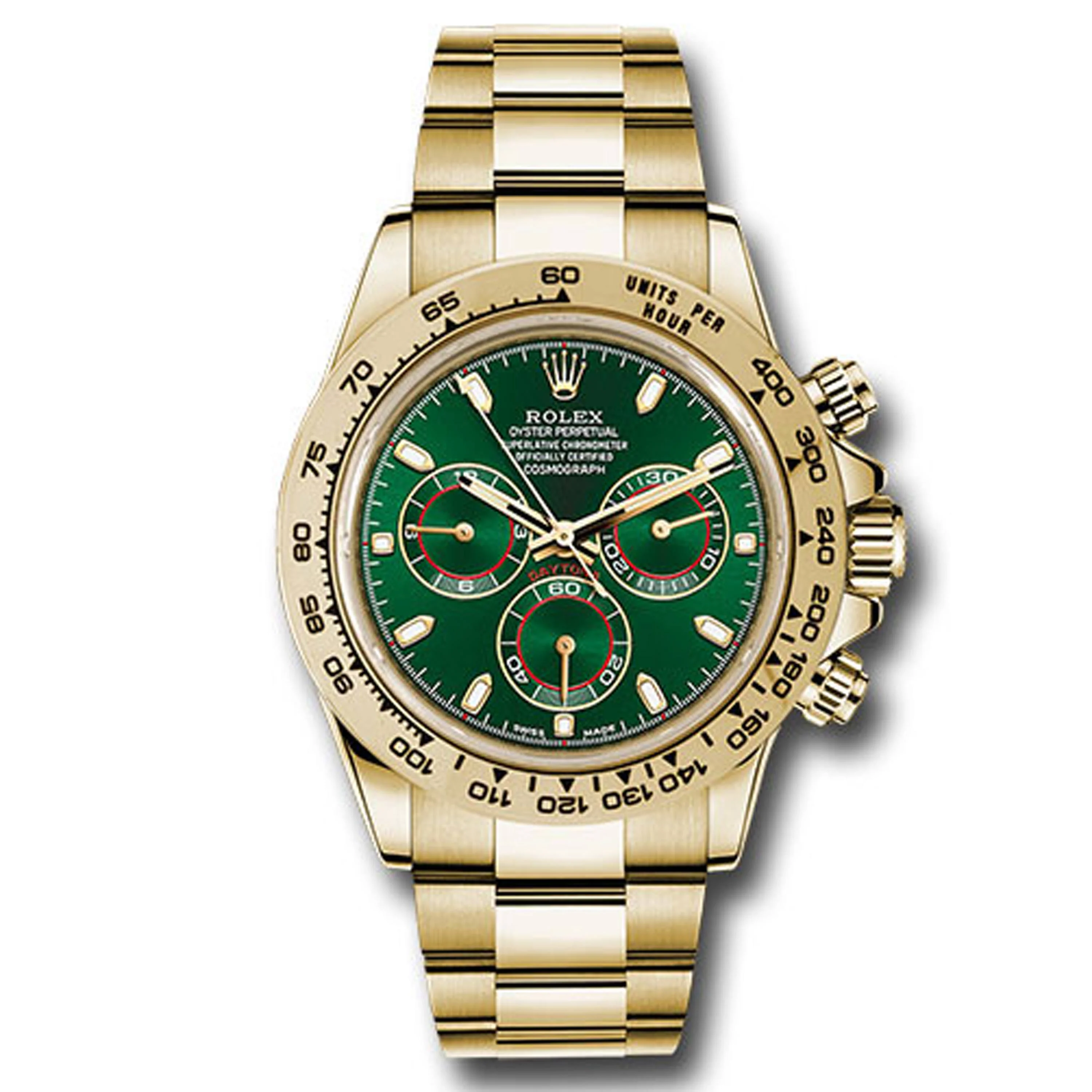 Rolex Daytona Green Stick Dial on Oyster Ref 116508 with New Style Card White 2018