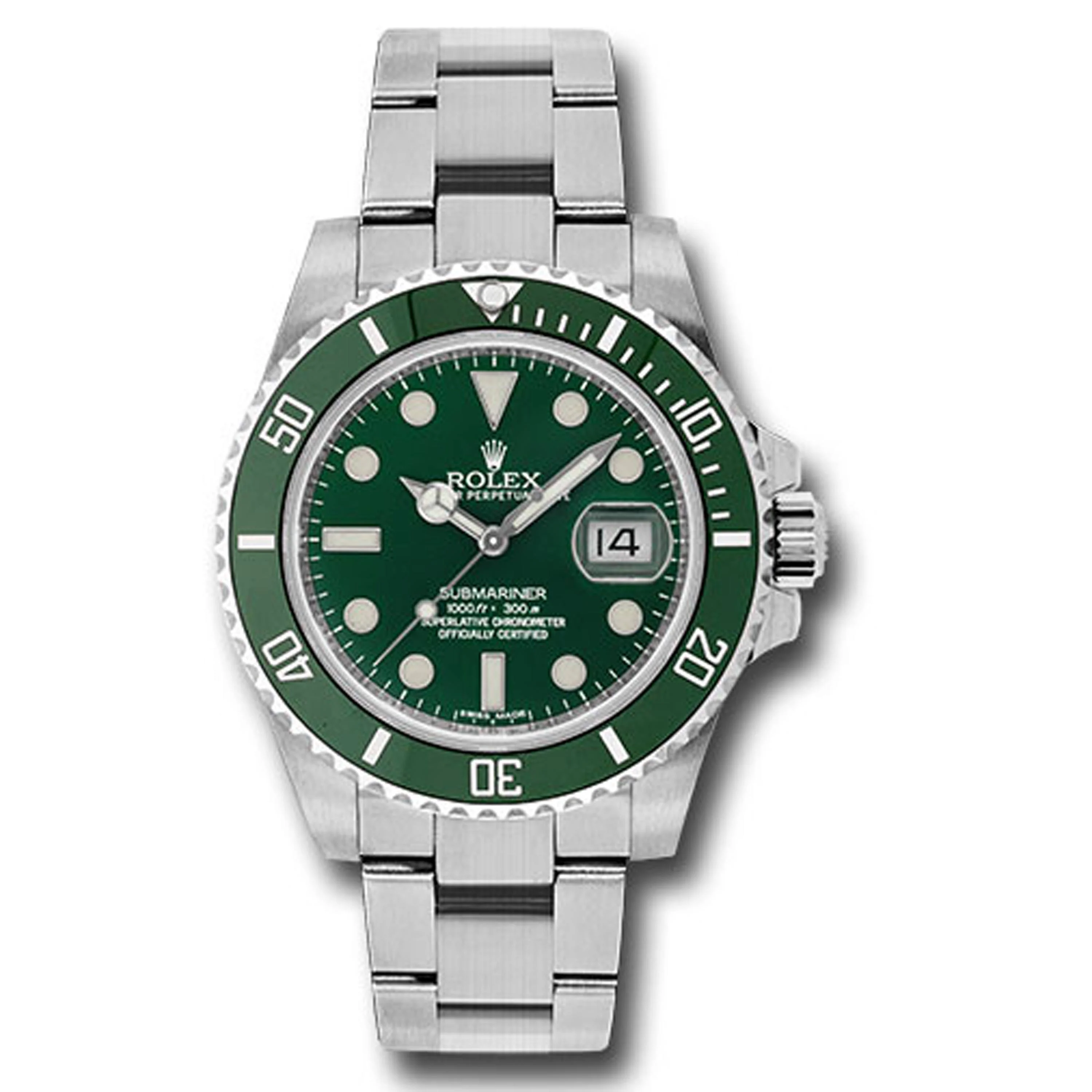 Rolex Submariner Green Dial on Oyster Ref 116610LV with New Style Card White 2017