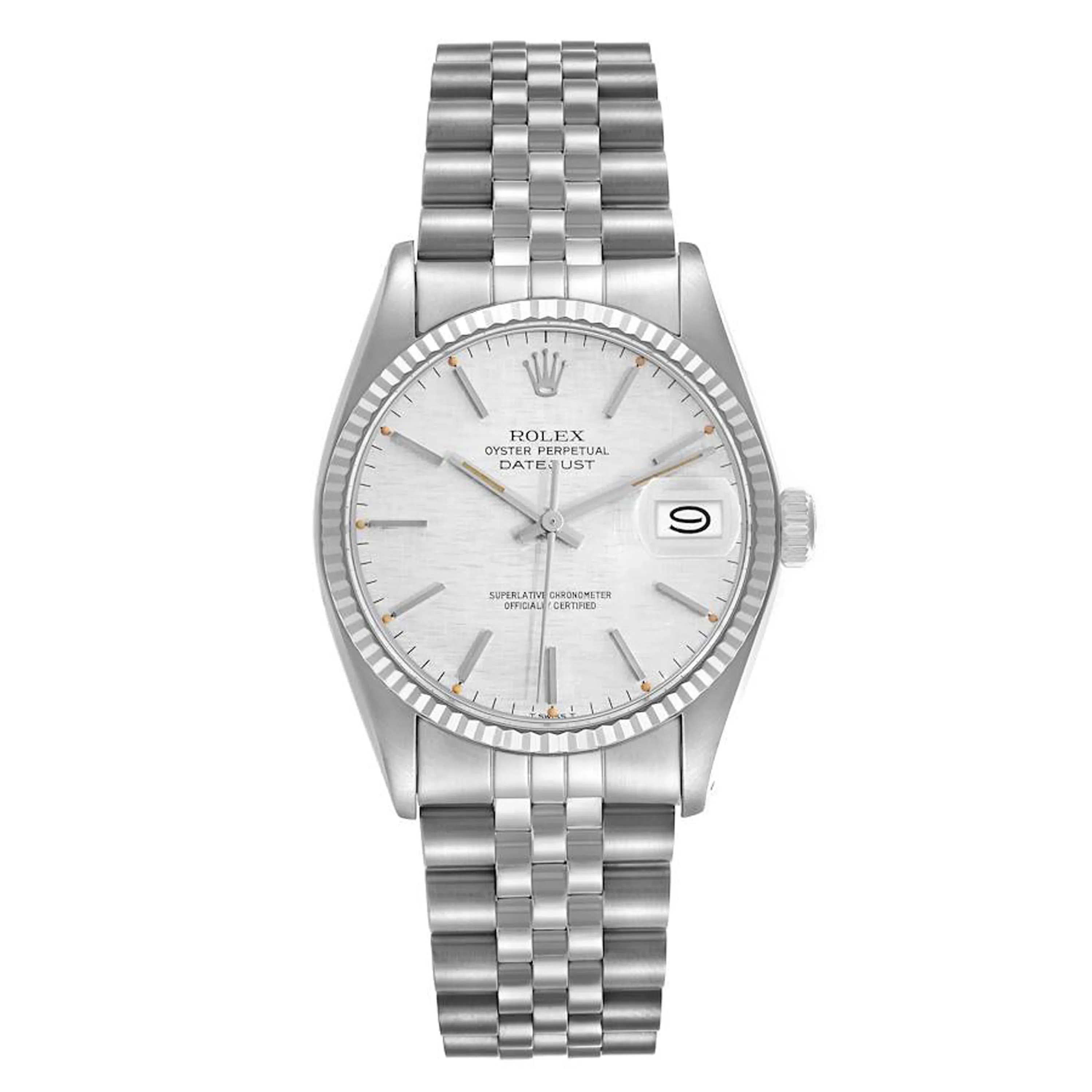 Rolex Datejust Silver Stick Dial on Jubilee