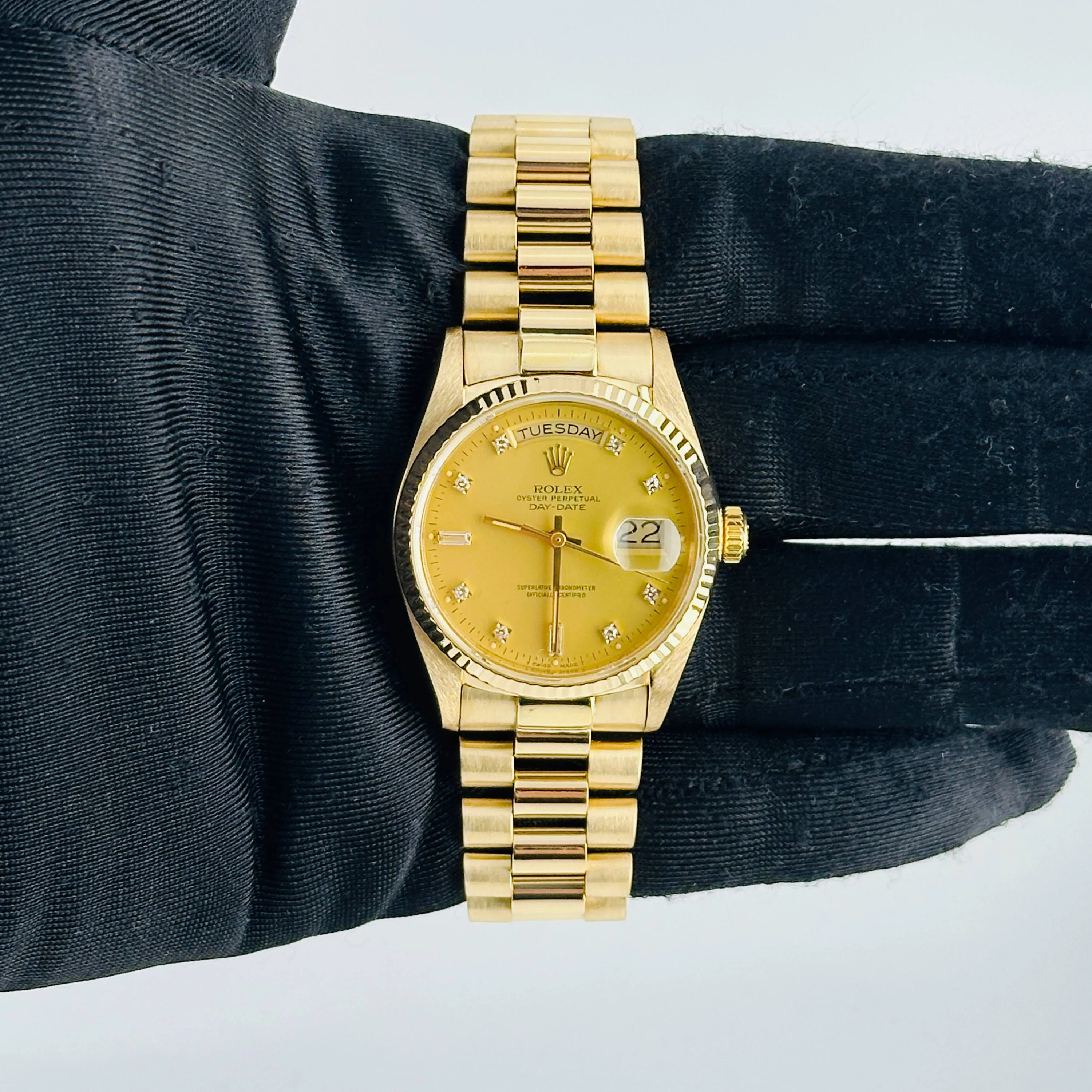 Rolex DayDate Champagne Diamond Dial On President Style Old Buckle