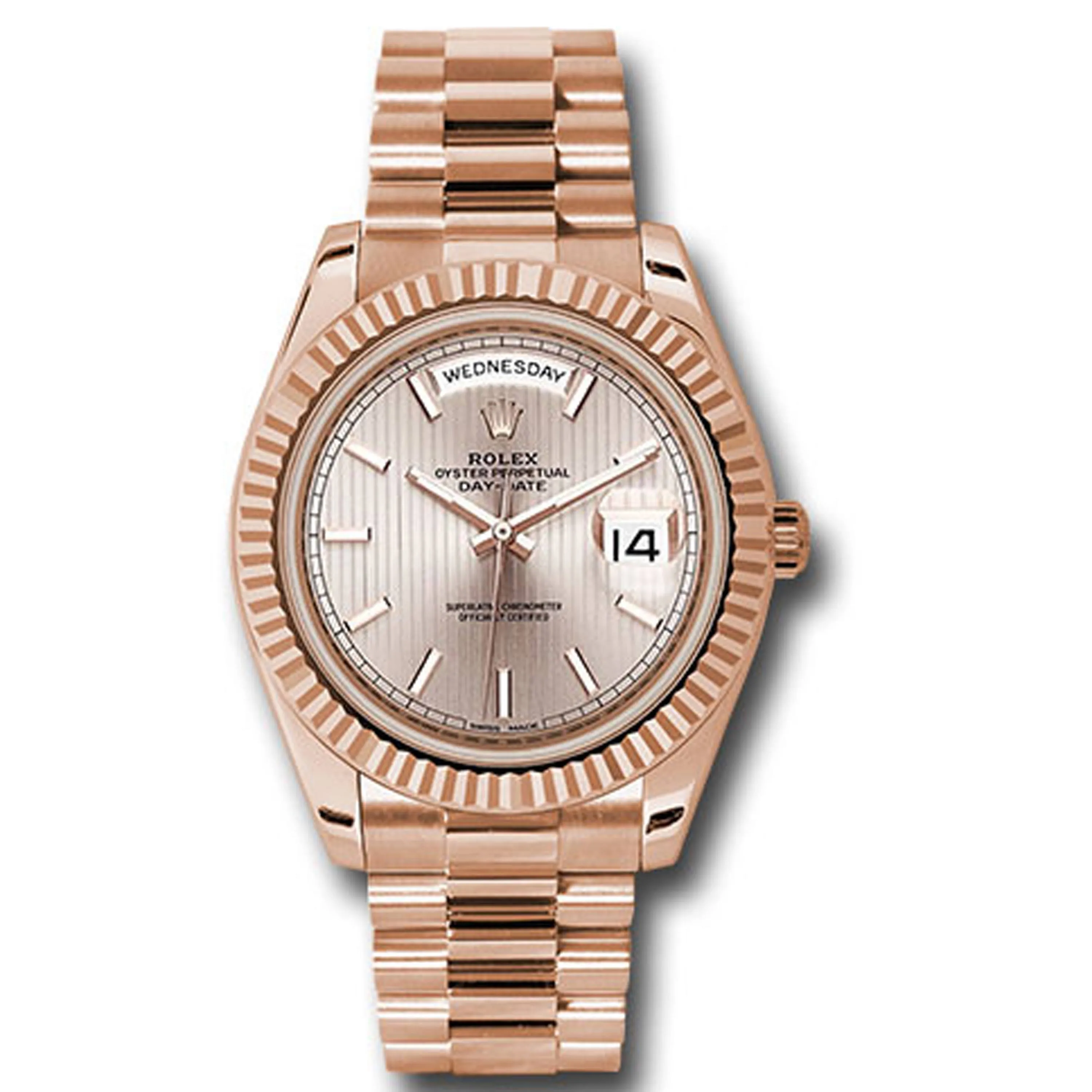 Rolex Day-Date 40 Sundust Strip Motif Index Dial On President
