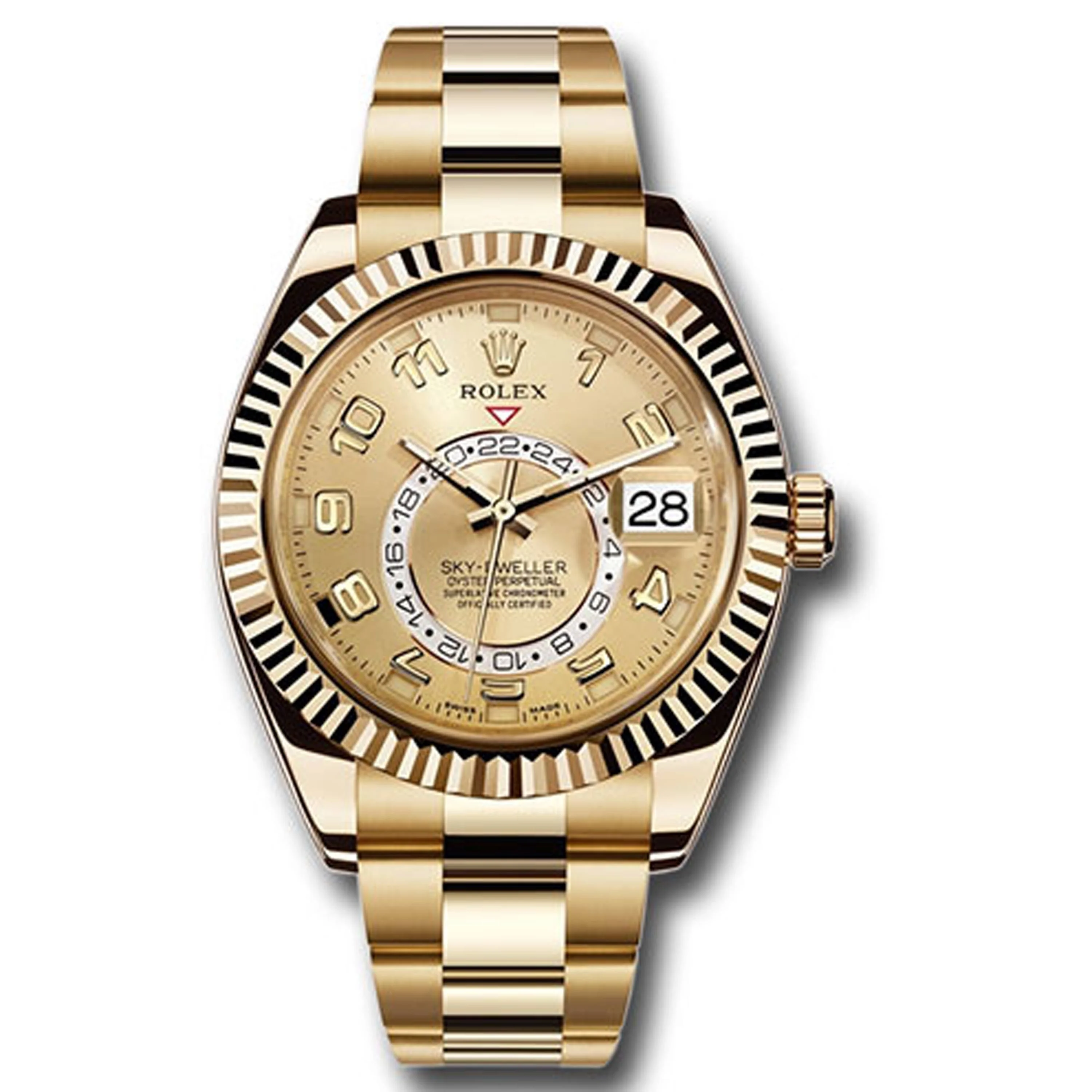 Rolex Sky Dweller Champagne Sunray Arabic Dial on Oyster Ref 326938 with New Style Card White 2016