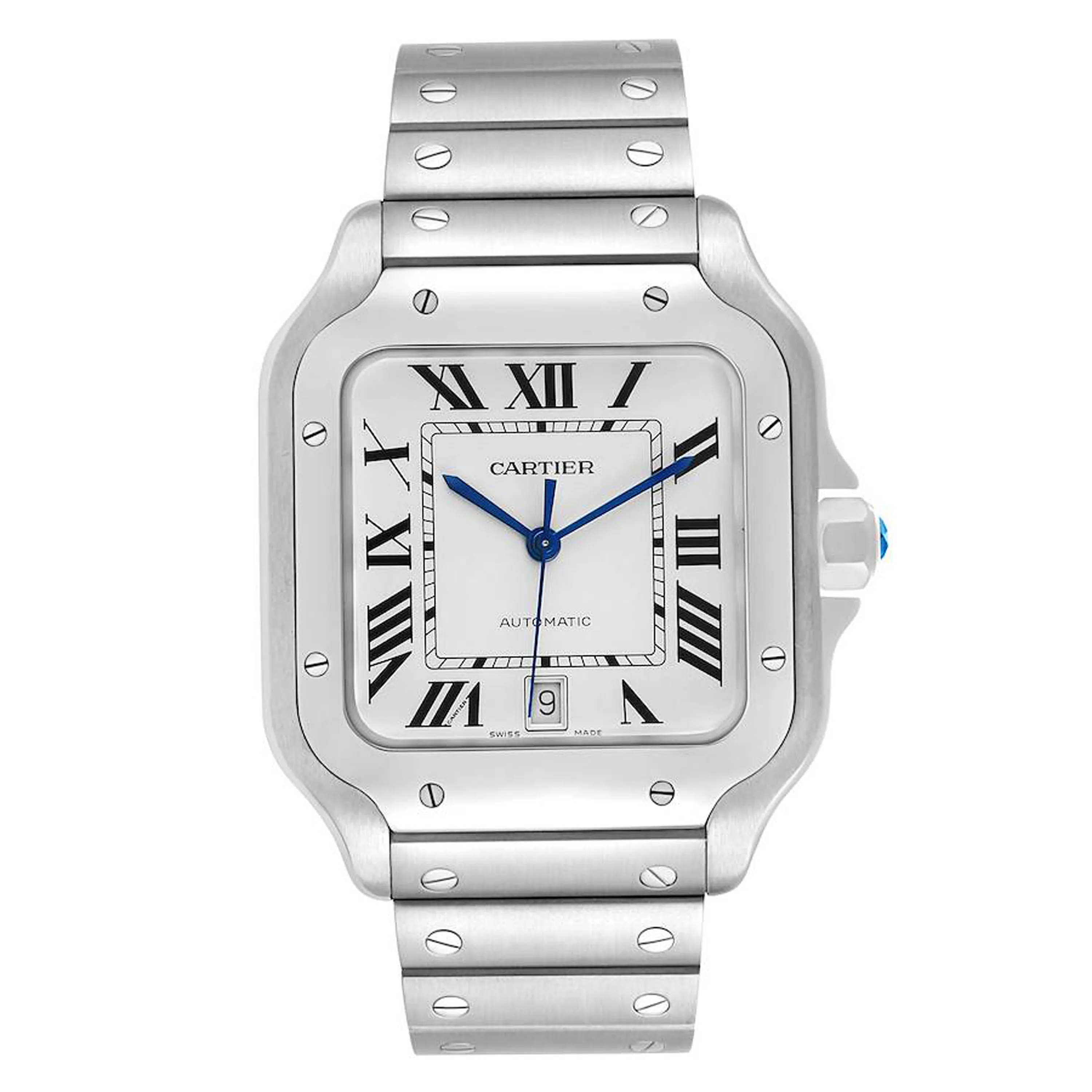 Cartier Santos Silver Roman Dial