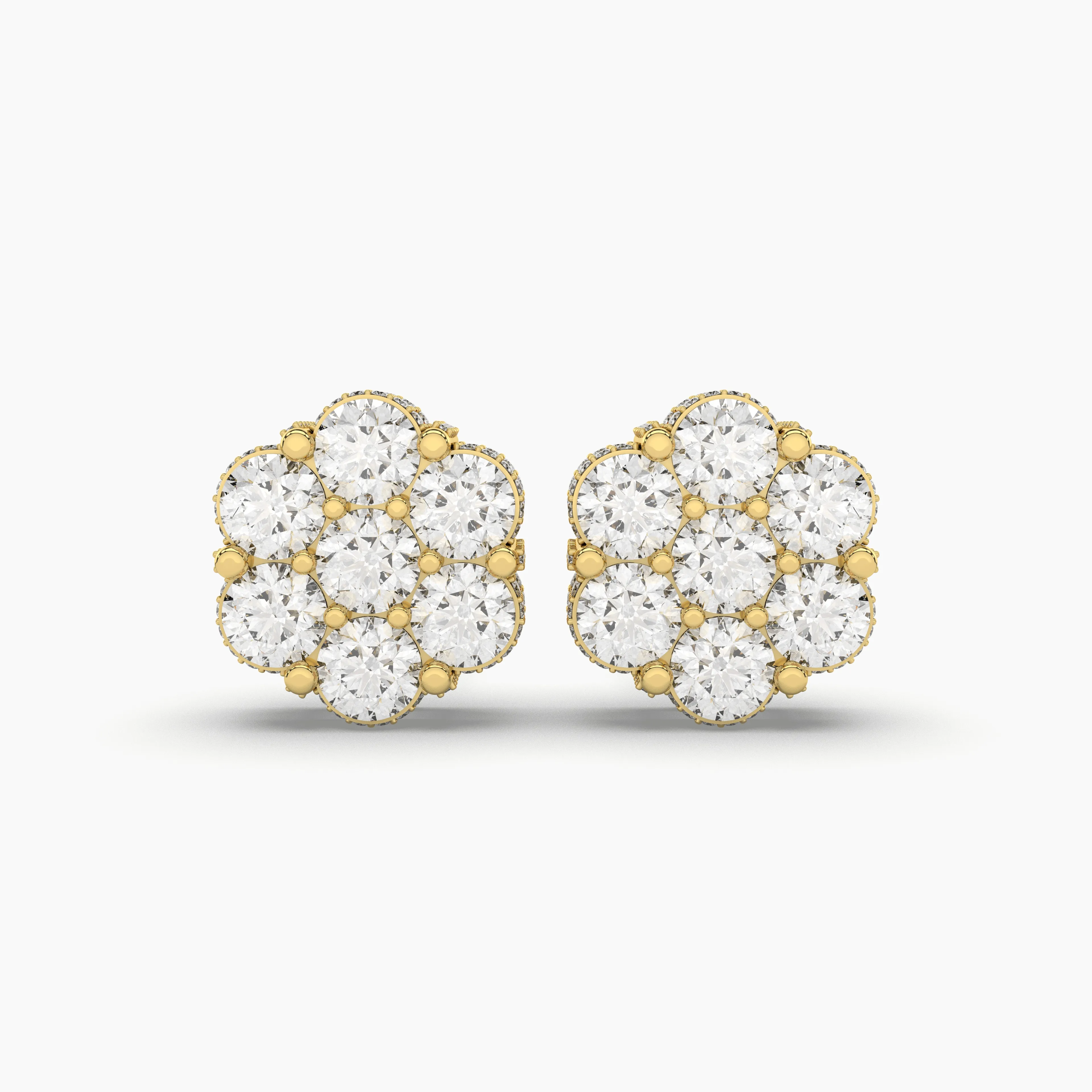 Natural Diamond Sunflower Earrings For Unisex