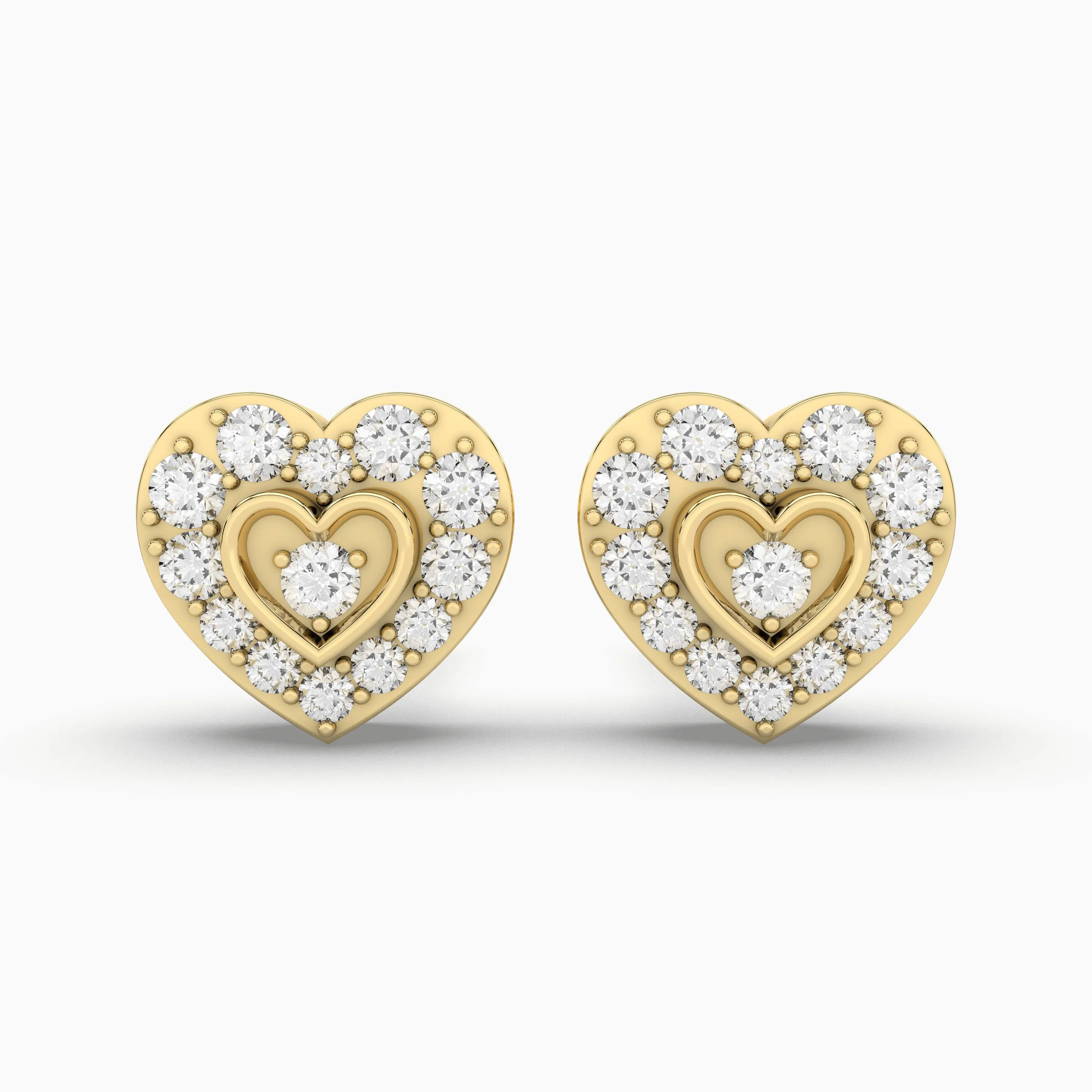 Sparkling Heart Shape Natural Diamond Stud Earrings
