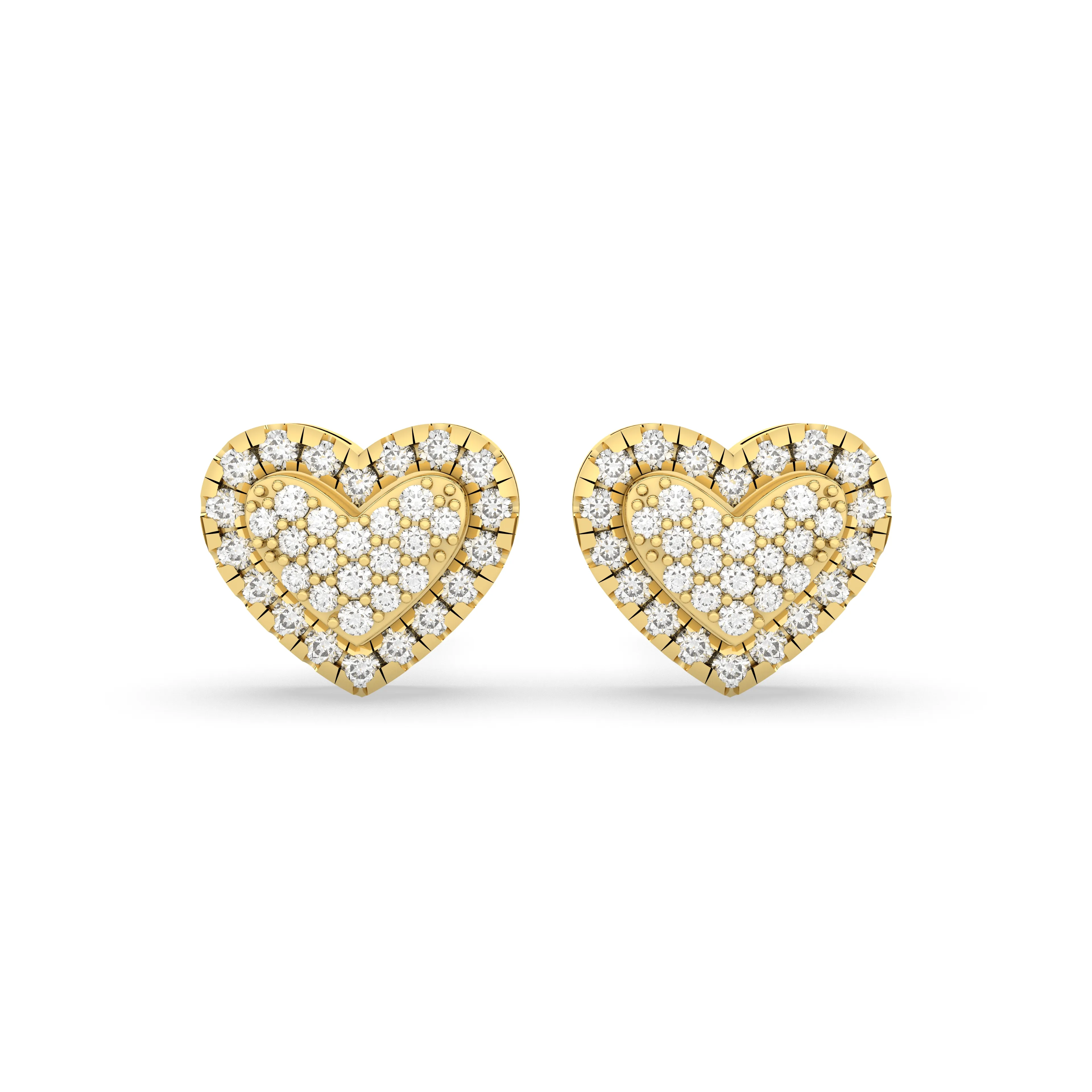 Heart-Shaped Natural Round Diamond Stud Earrings For Women
