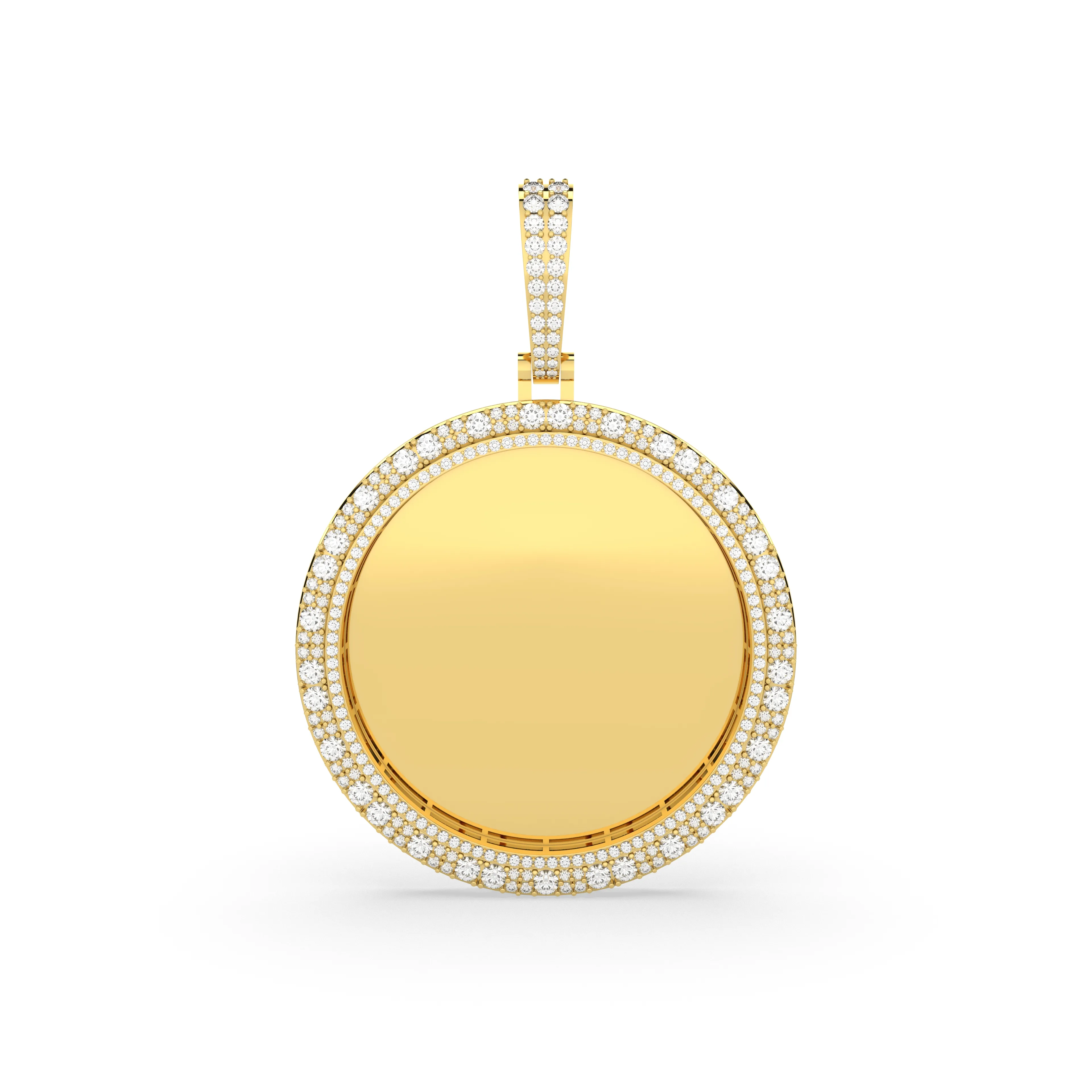 Natural Round Diamond Customizable Picture Pendant