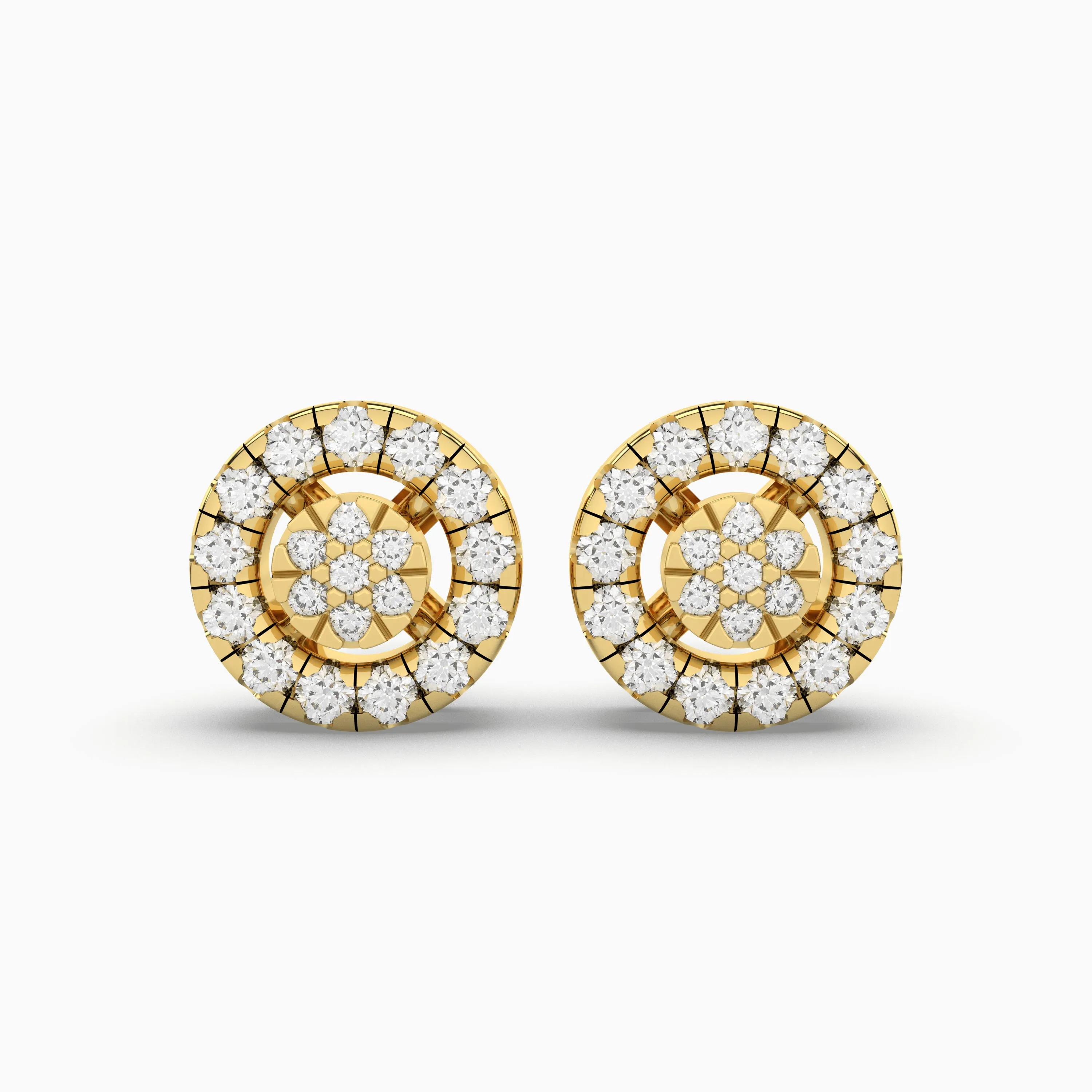 Stunning Round Halo Natural Diamond Earring