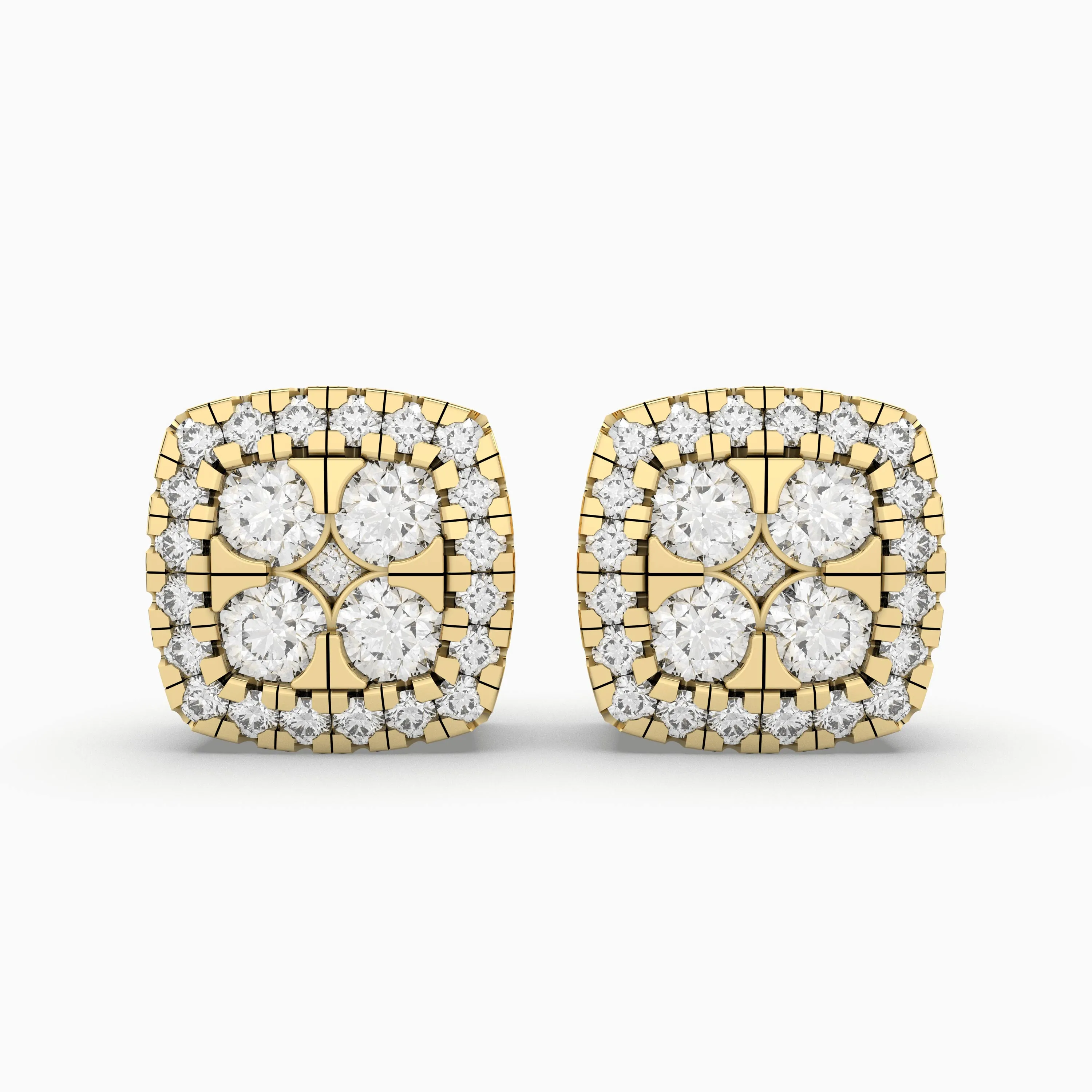 Natural Diamond Cluster Square 0.35 CT.T.W Natural Diamond Stud Earrings