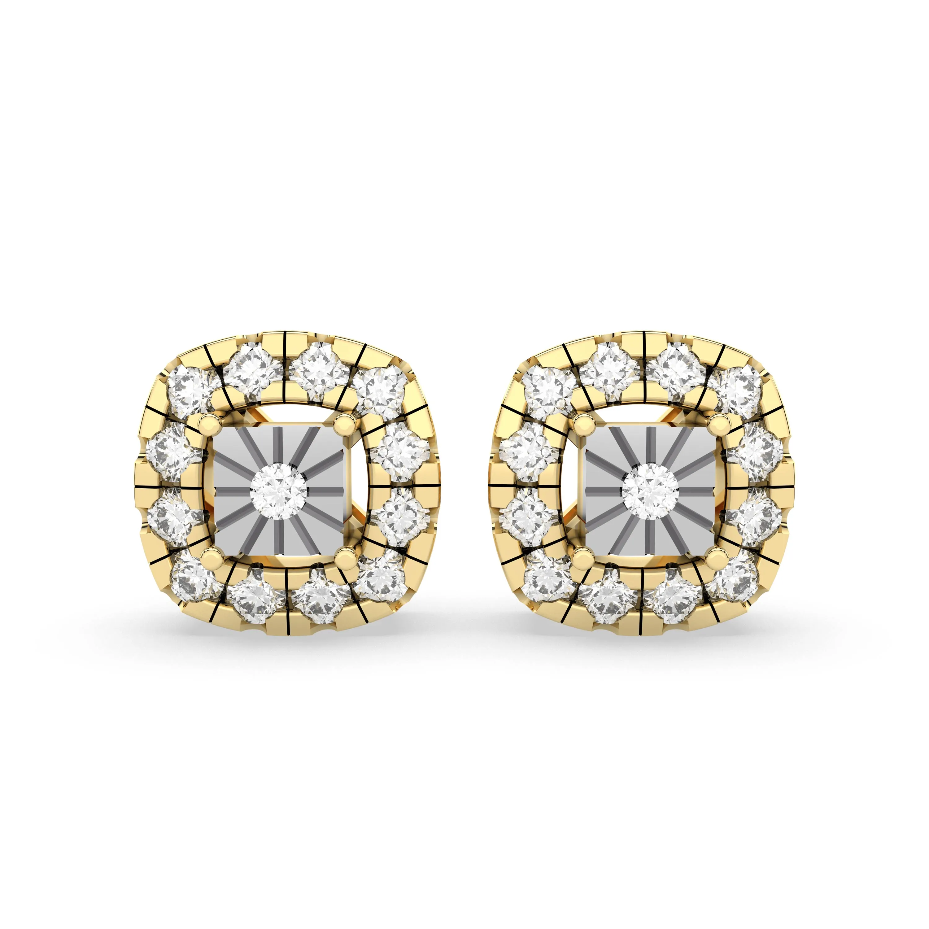 0.16 CT.T.W Cushion Cut Natural Diamond Stud Earring