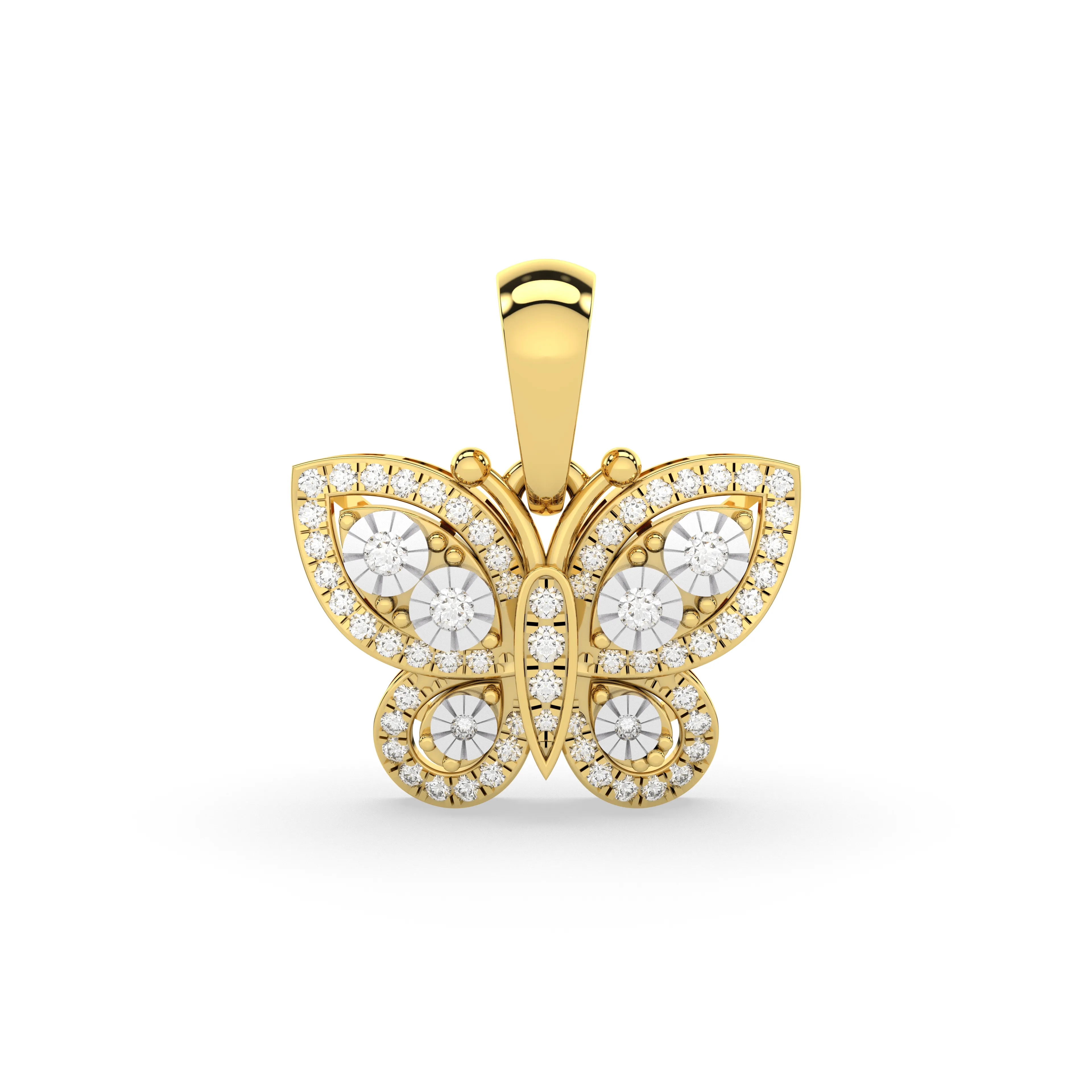 Butterfly-Shaped Natural Diamond Pendant