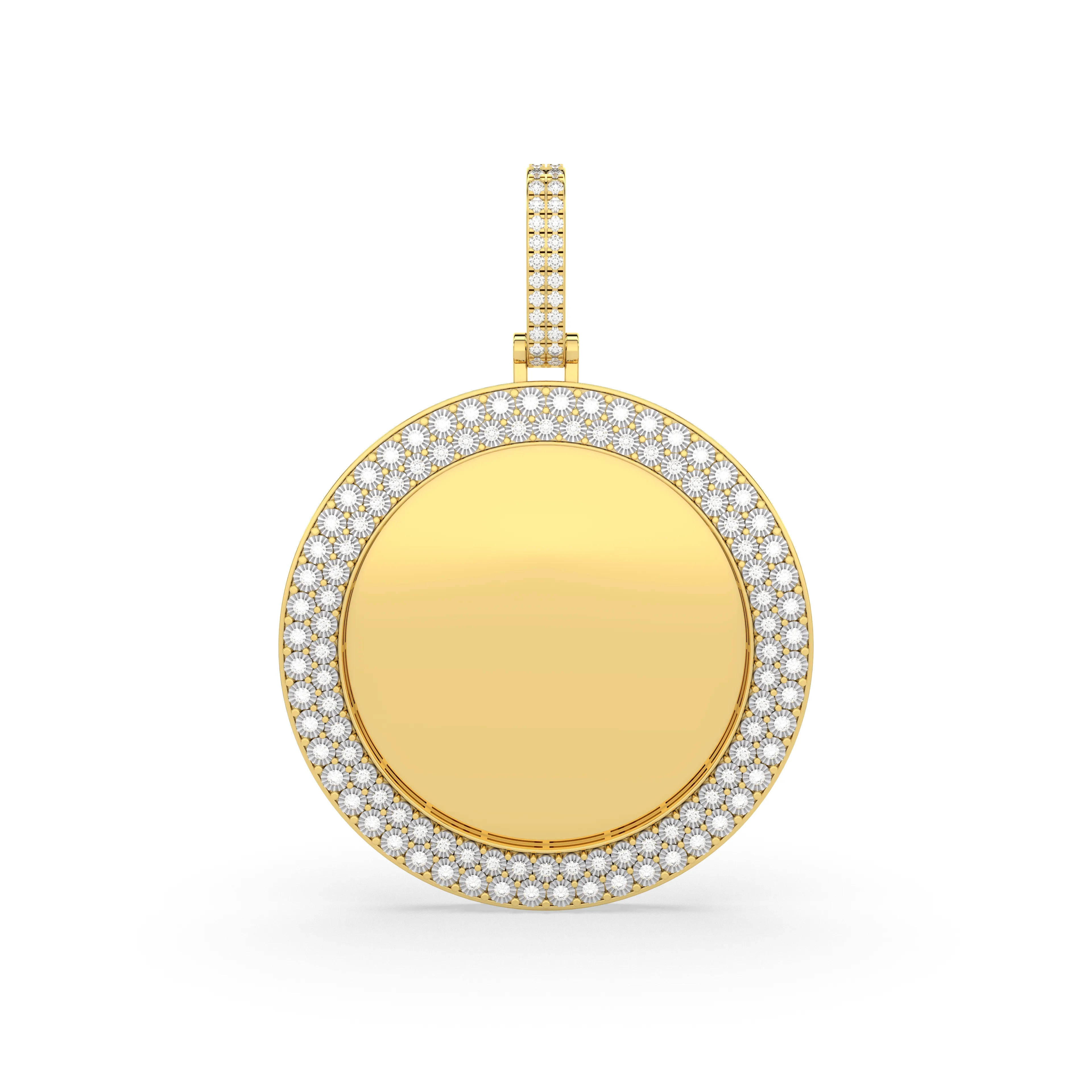 Customizable Round Natural Diamond Picture Memory Pendant