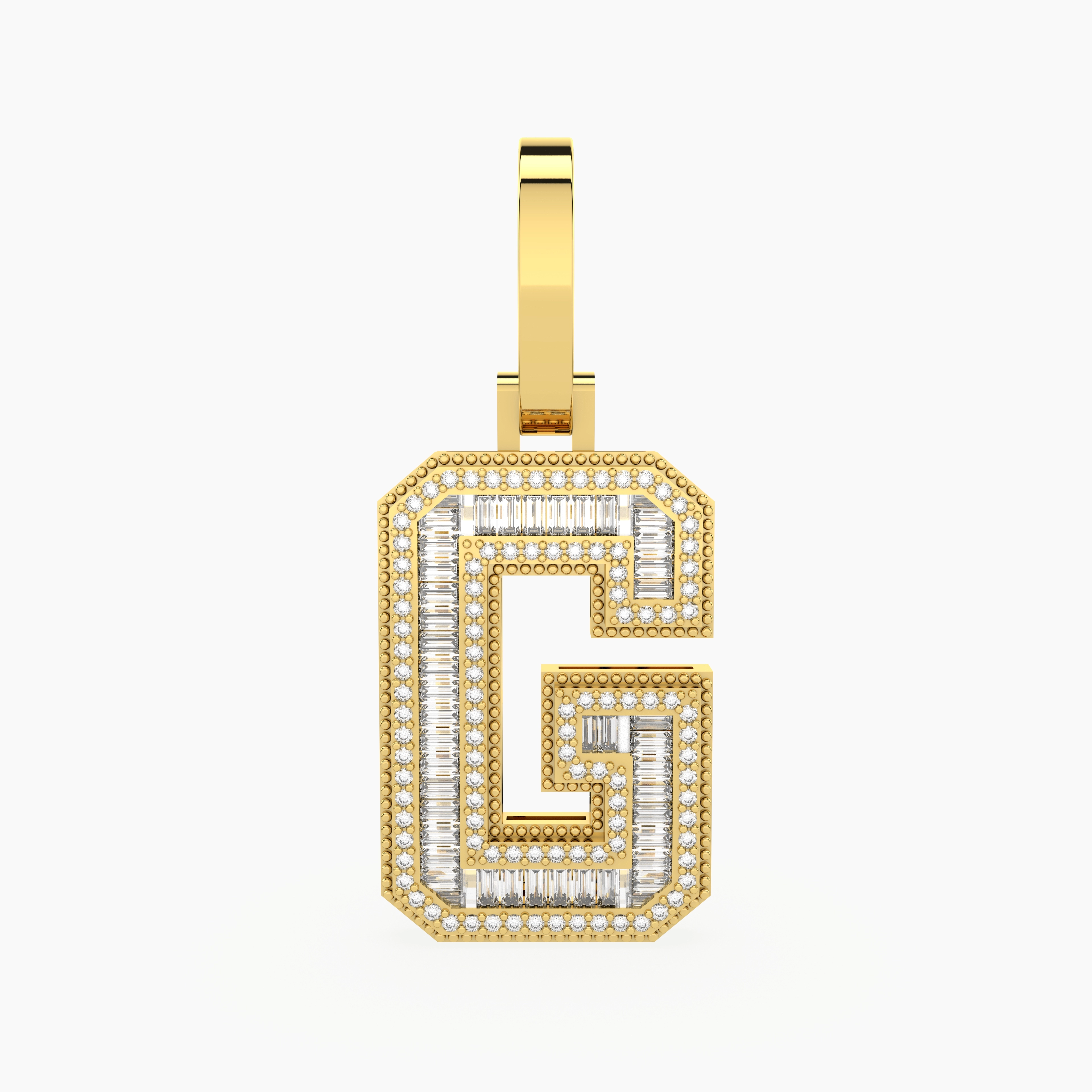 Beautifully Geometric Letter G Initial Lab Grown Diamond Pendant
