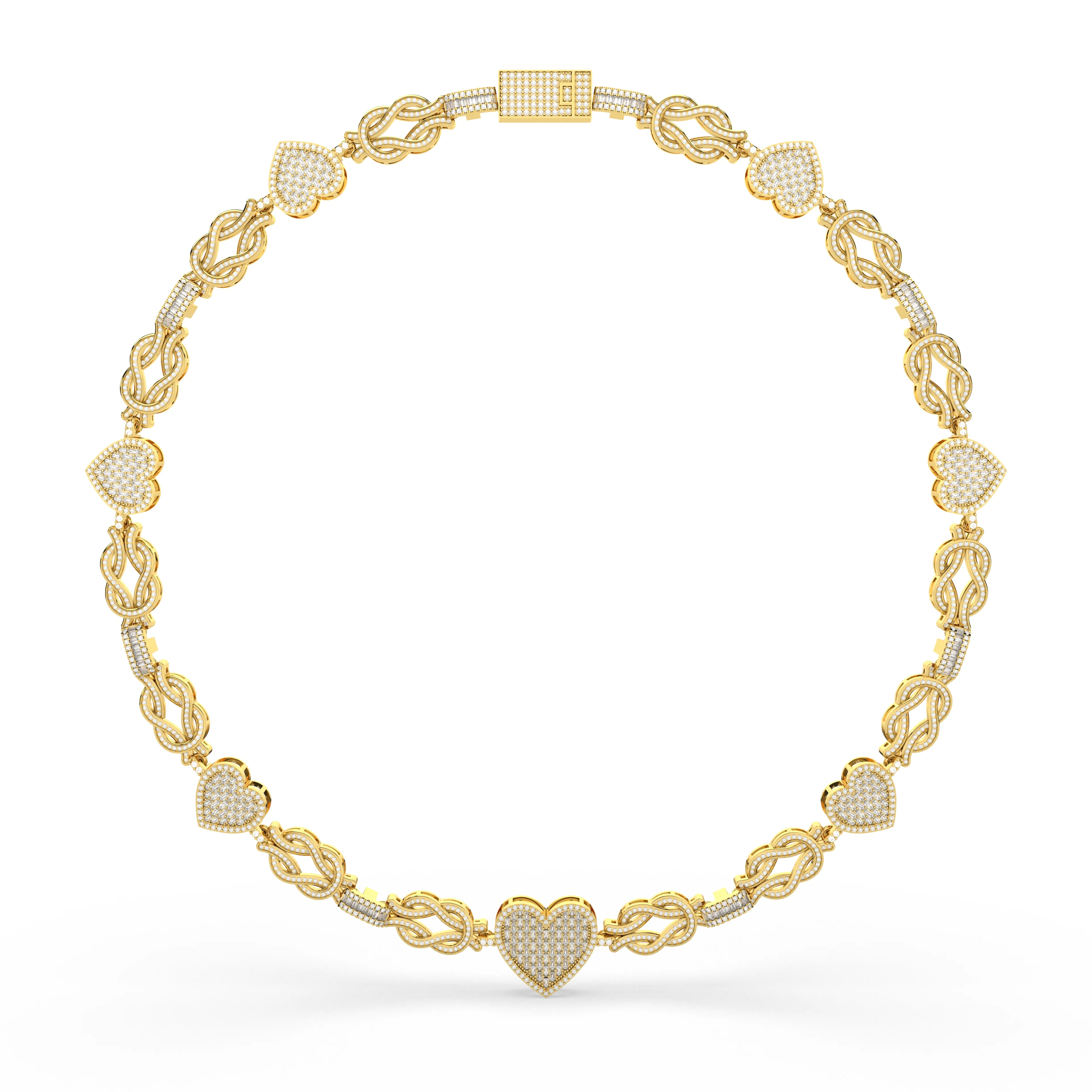 Bling Heart Cuban Link Necklace For Women