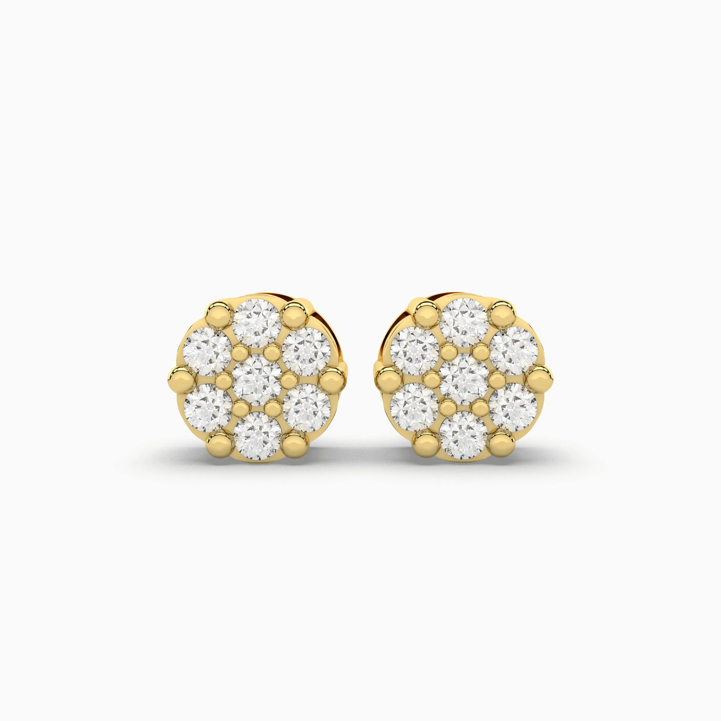 10k Gold Round Natural Diamond Stud Earrings For Women