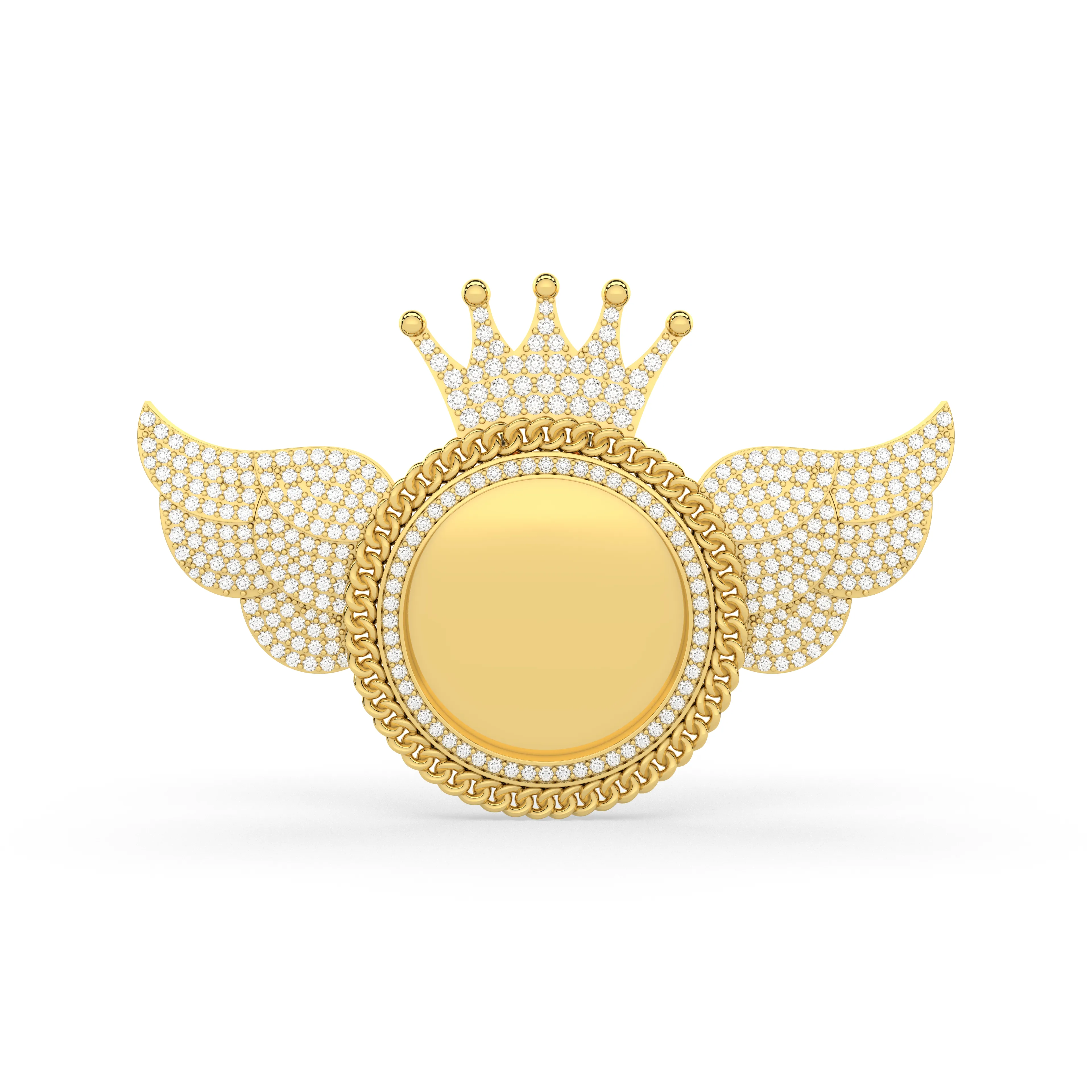 Natural Diamond Picture Pendant With Wings And Crown