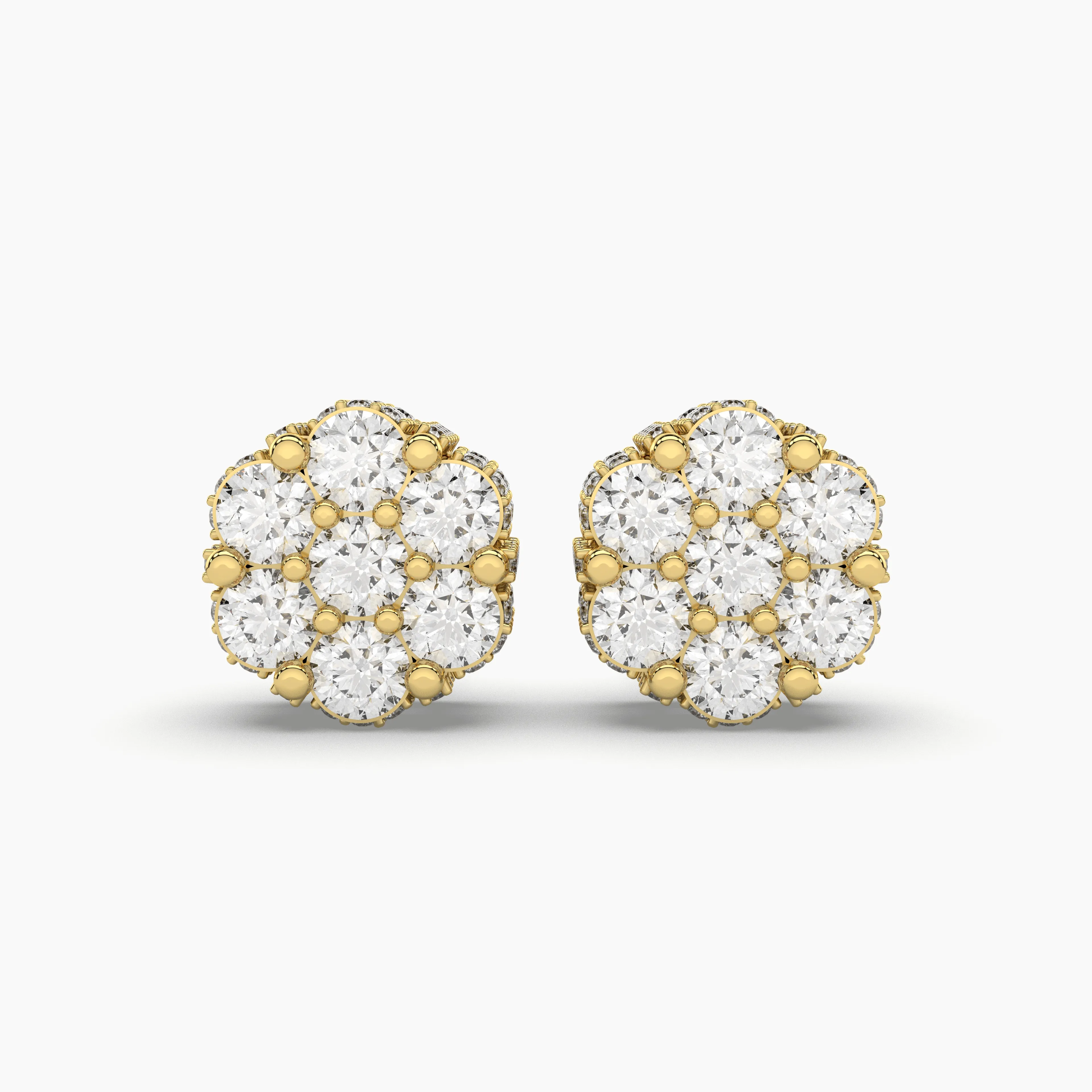 Elegant Flower Seven Stone Natural Diamond Studs Earrings
