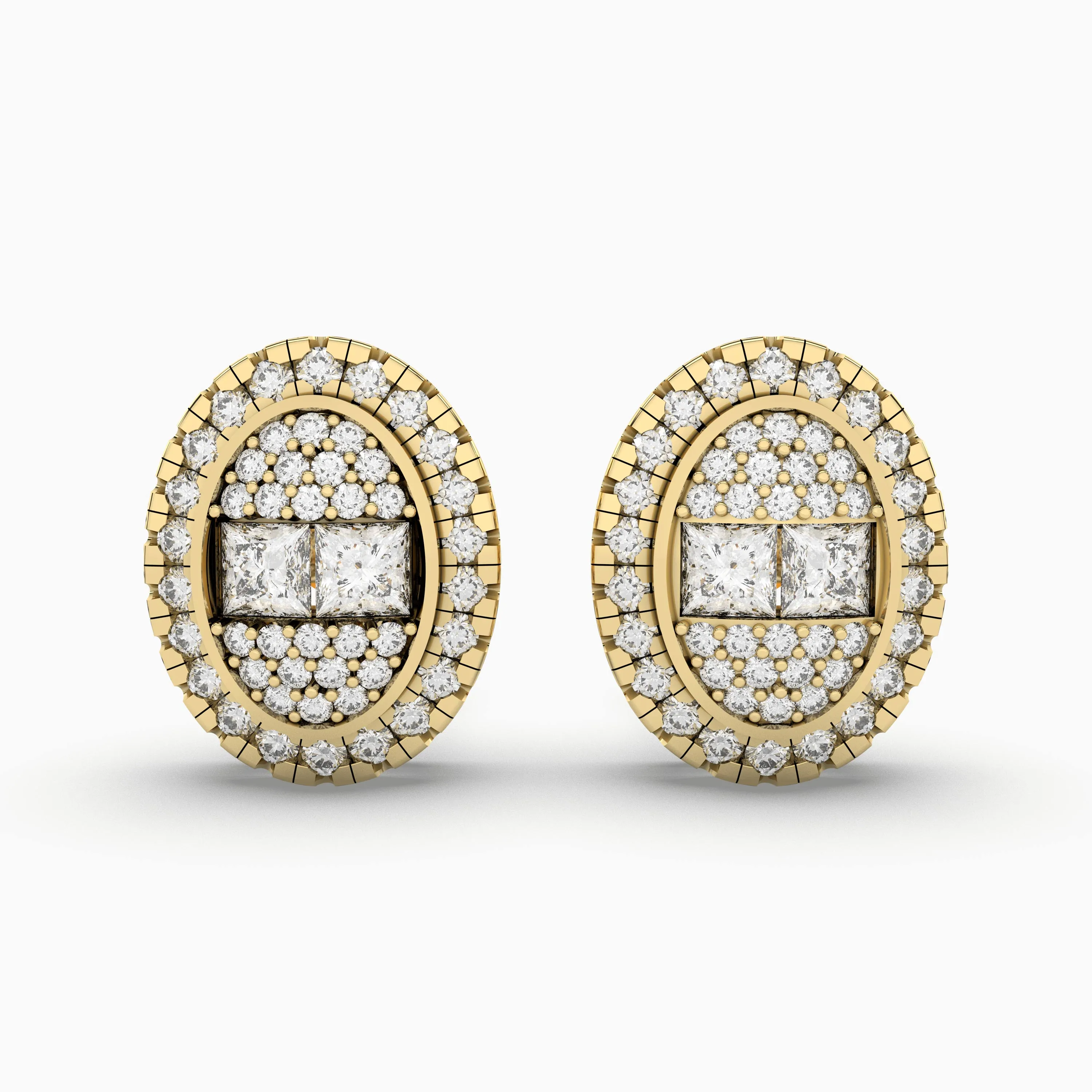 Stunning Halo Natural Diamond Stud Earring